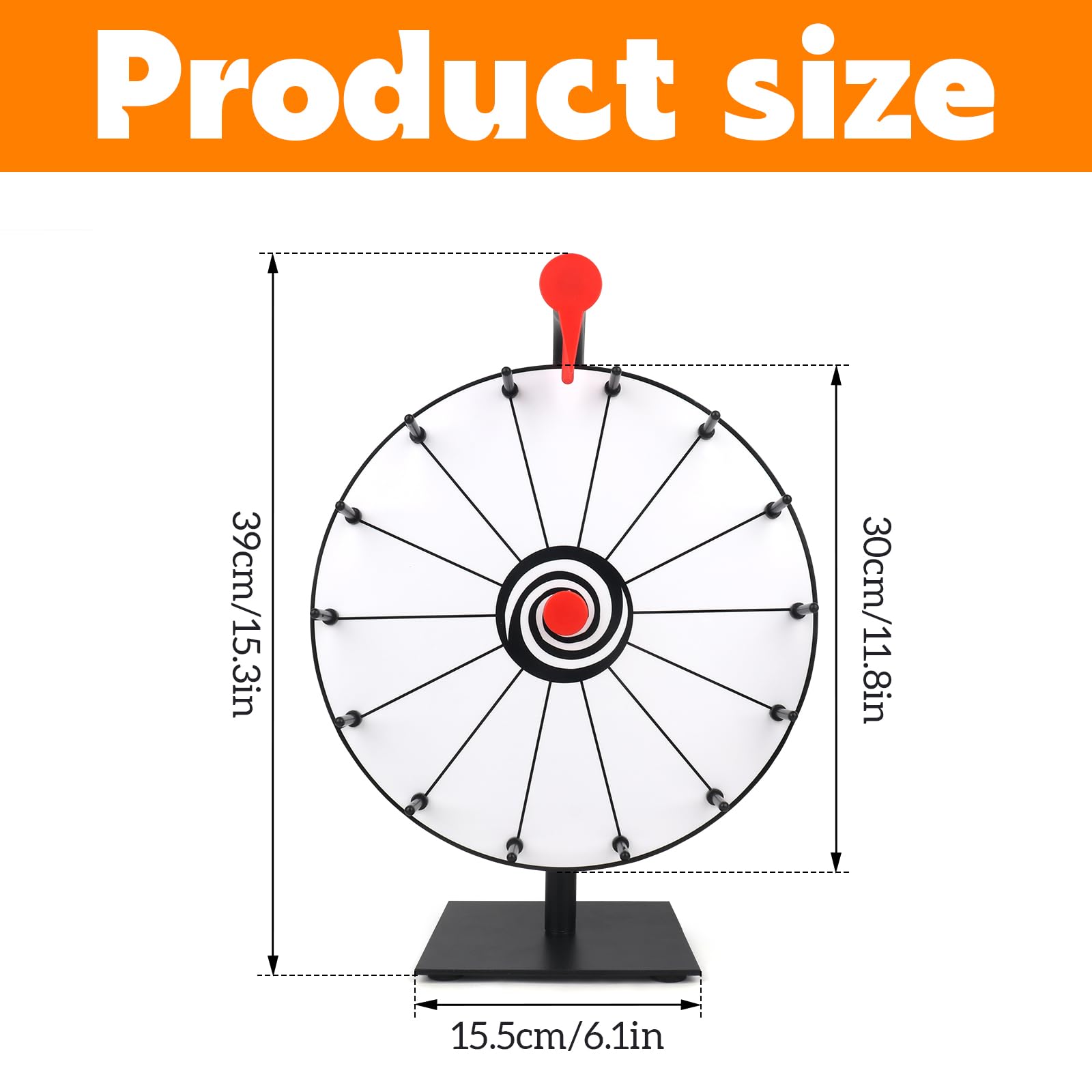 Glücksrad zum Drehen, 30cm Glücksrad zum Selbstgestalten mit 14 Slots, Roulette-Spinner des Glücks, Spinnings Prize Wheel mit Radiergummi und Markierstift für Lotteriespiele Wortspiele
