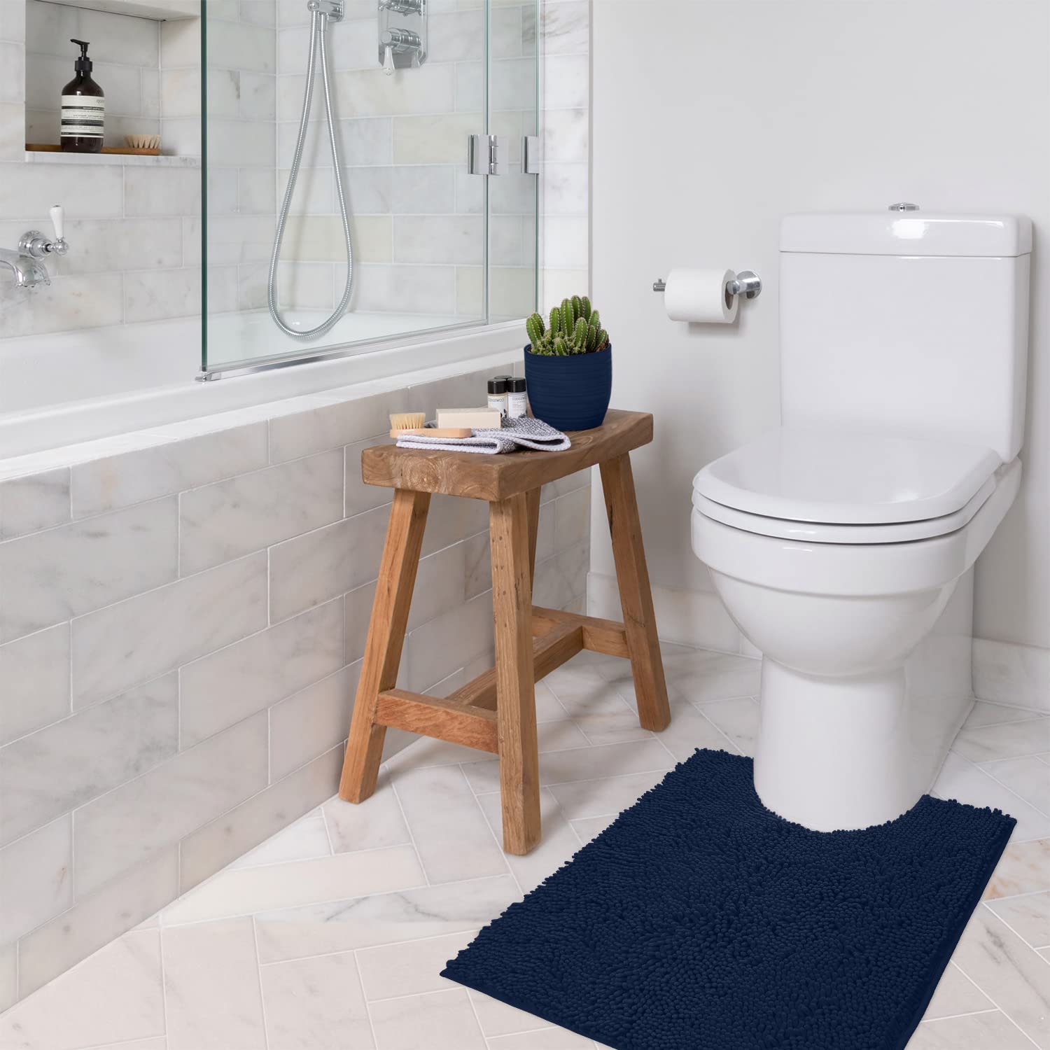 LuxUrux Alfombra de baño, alfombra contorneada en forma de U para alrededor del inodoro, alfombra de baño súper absorbente, lavable y secar a máquina