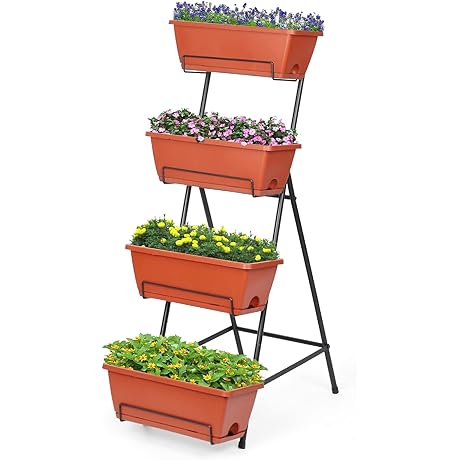 4 Tier Vertical Garden Planters Elevated Raised Bed