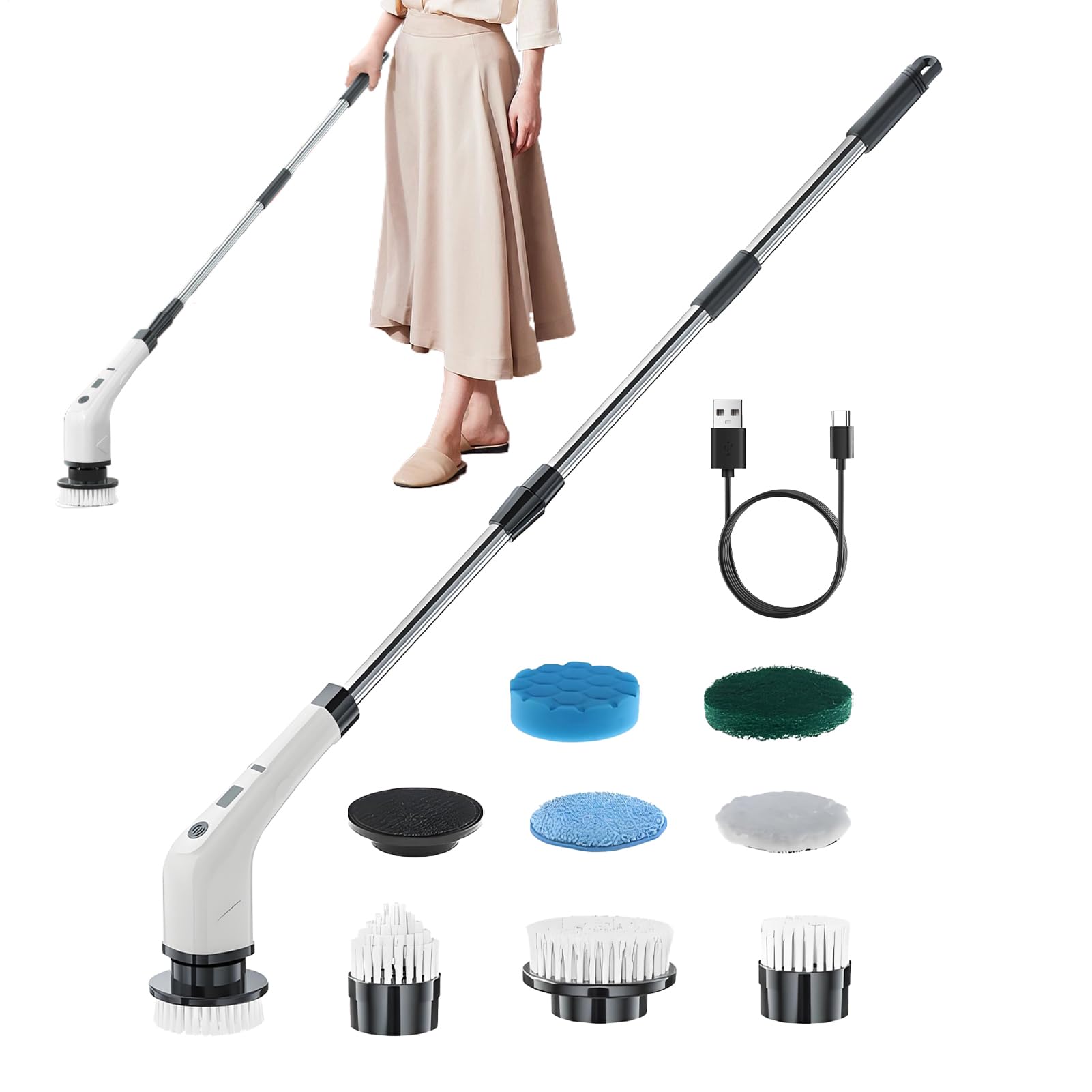 Cepillo Eléctrico de Limpieza y Fregado Herramienta Con Batería Duradera | Cepillo De Baño Sin Cable Para Hogar Azulejos Ducha Fregaderos De Cocina Bañeras Juntas De