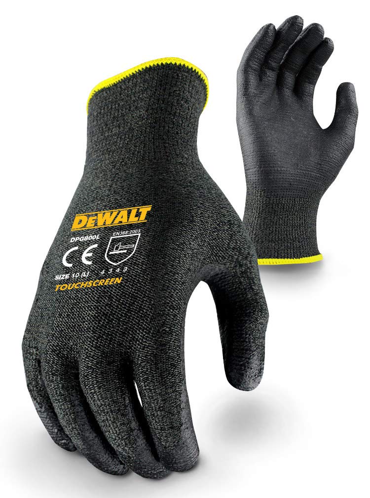 10 PAIRS; DeWalt Touchscreen Work Gloves, DPG800, DPG800L, Large, Size 10
