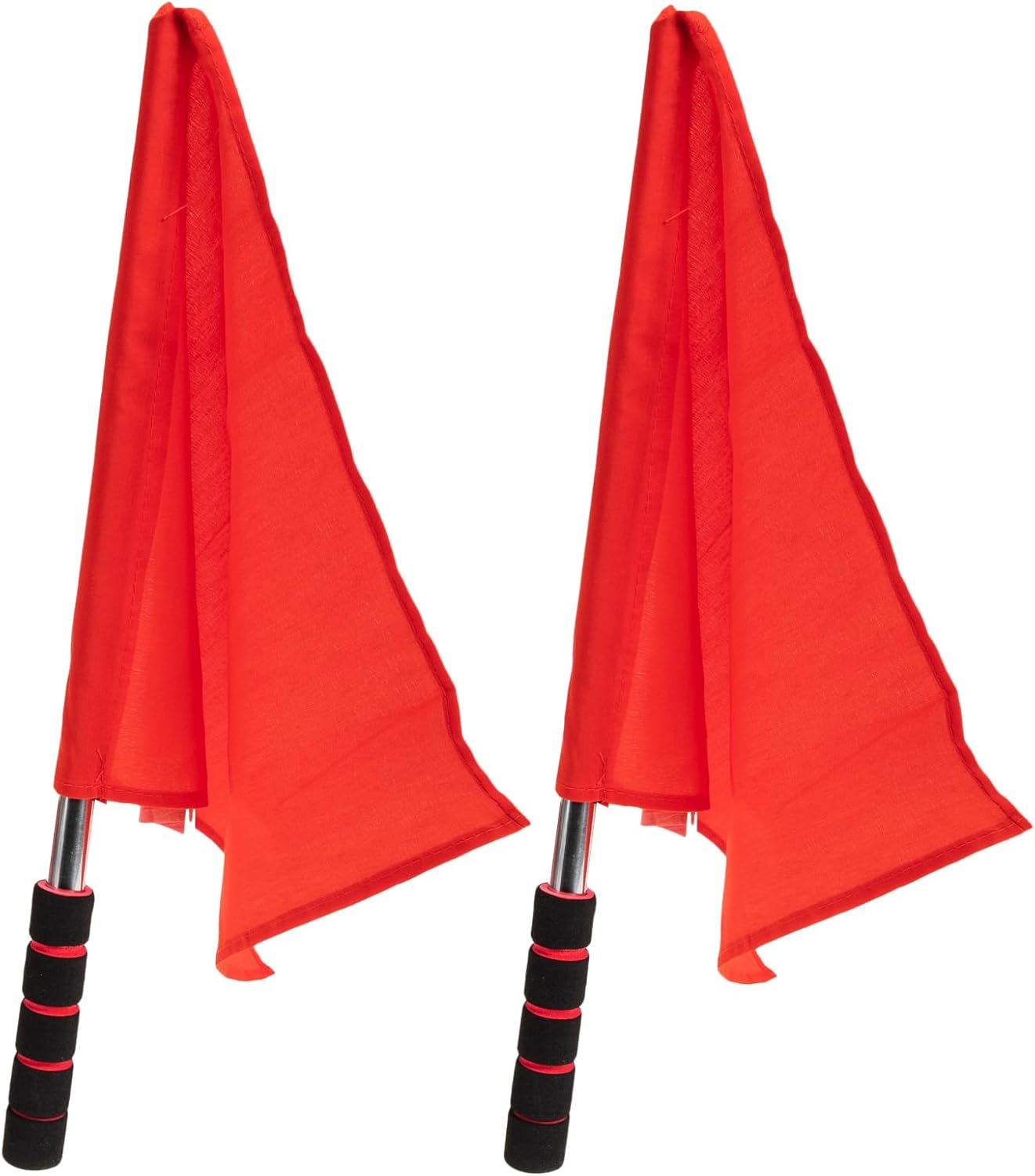 2PCS Referee Flags Volleyball Flags Line Judge, Stainless Steel Hand Flag Red Signal Flag Sponge Handle Soccer Referee Volleyball Lightweight Equipment for, Track and Field