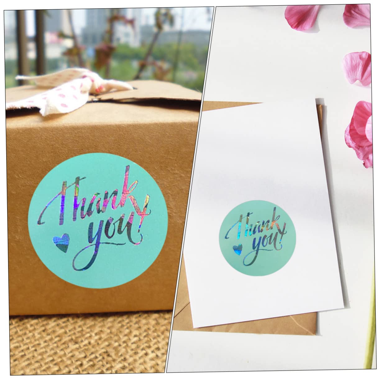 12rotoli Etichette Adesive Rotonde Grazie Da Rulli Di Stickers Per Confezioni Regali Decorazioni Di Compleanno e Matrimoni Per Involgere Dolci e Fiori