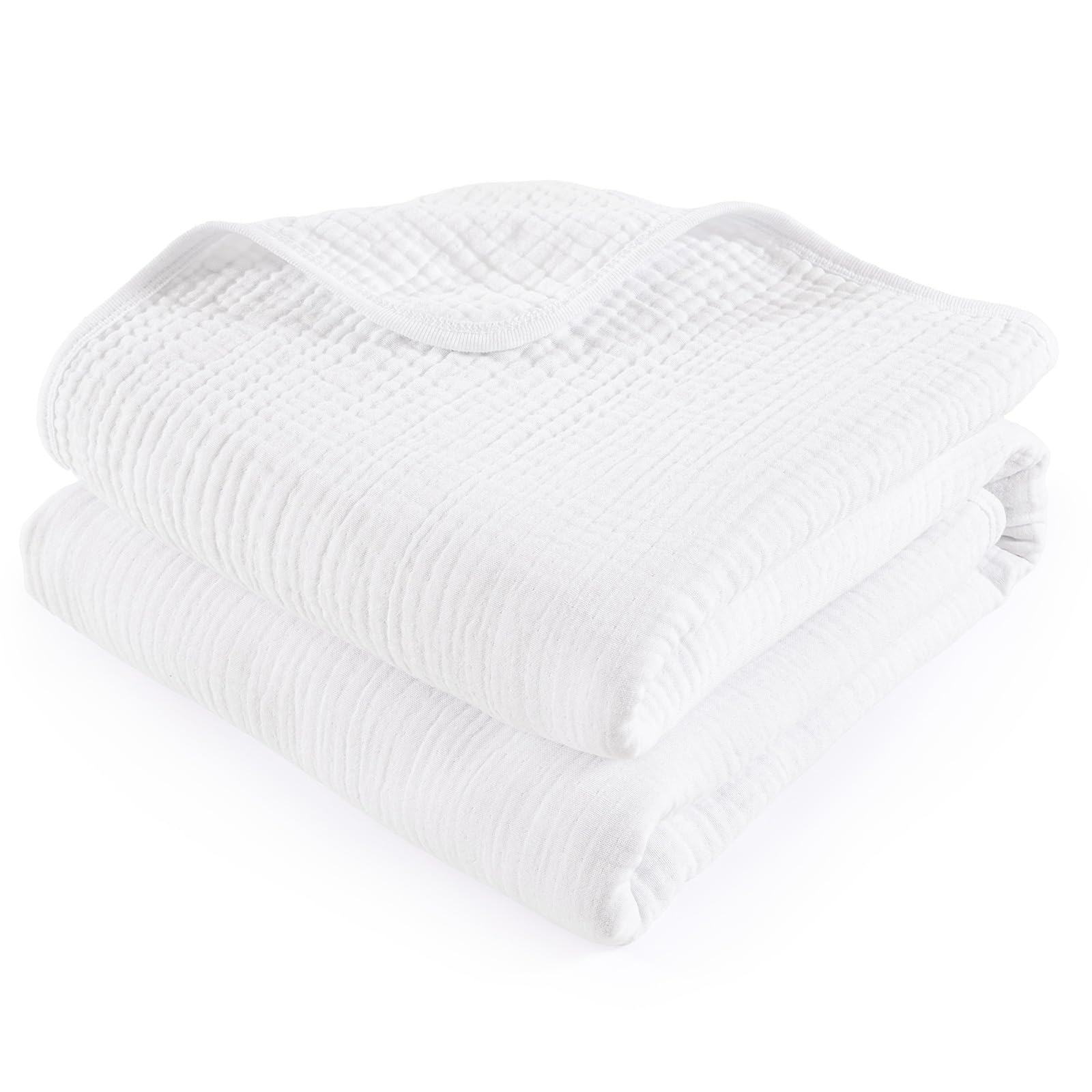 david's kids Baby Muslin Blankets 47" X 47", 4-Layer 100% Cotton Muslin Blanket for Summer, Ultra Soft Breathable and Lightweight Receiving Blanket for Boys Girls, Gentle Baby Wrap Swaddle, White