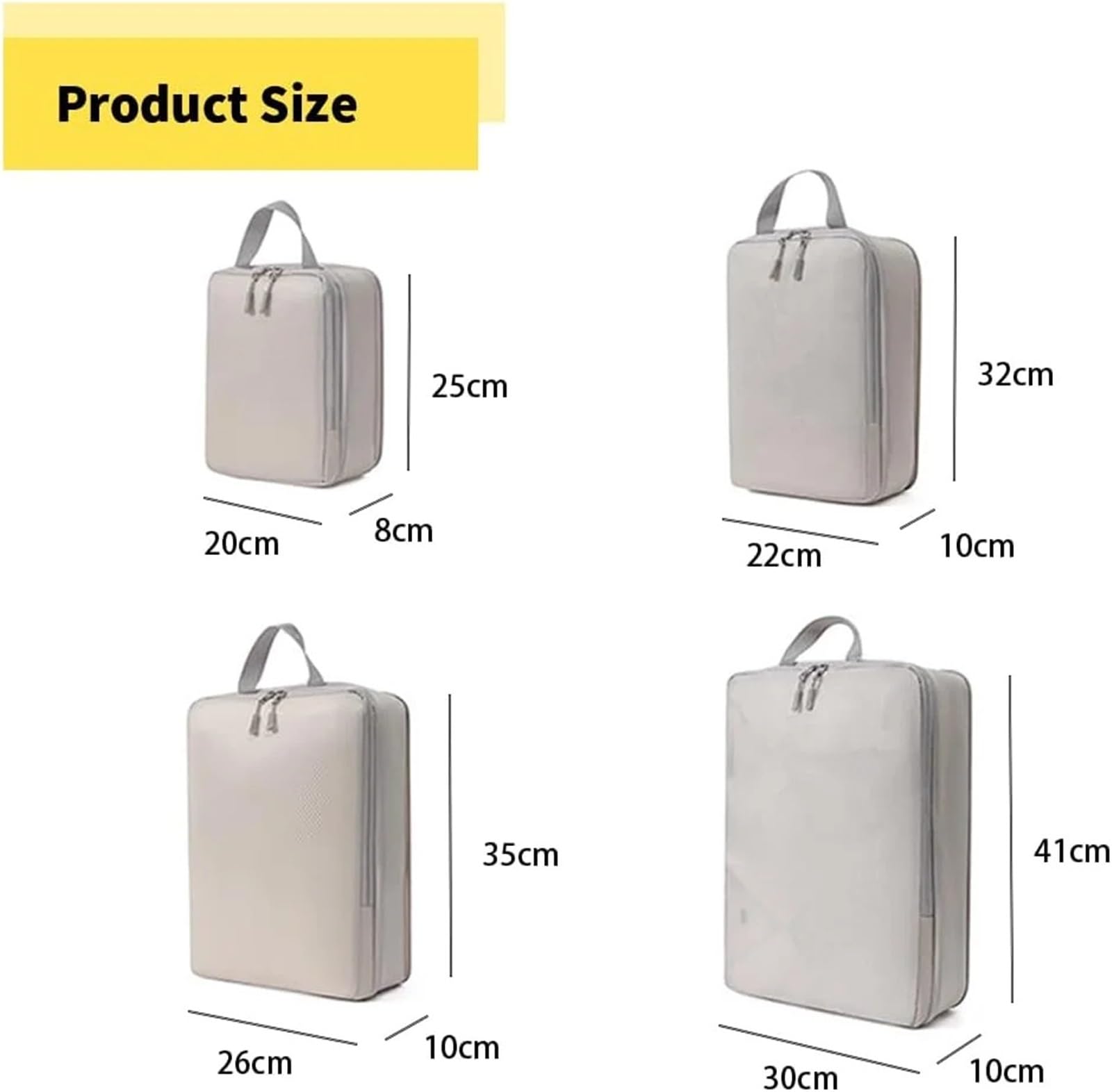 4pcs Packing Cubes For Travel Compression Cube Set Organizer para Ropa, Ropa Interior(Light Grey)