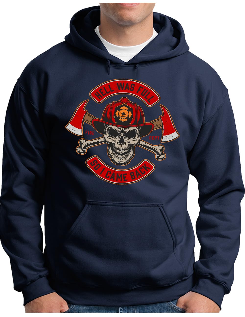 Sweat à capuche pompier homme idée cadeau bleu marine