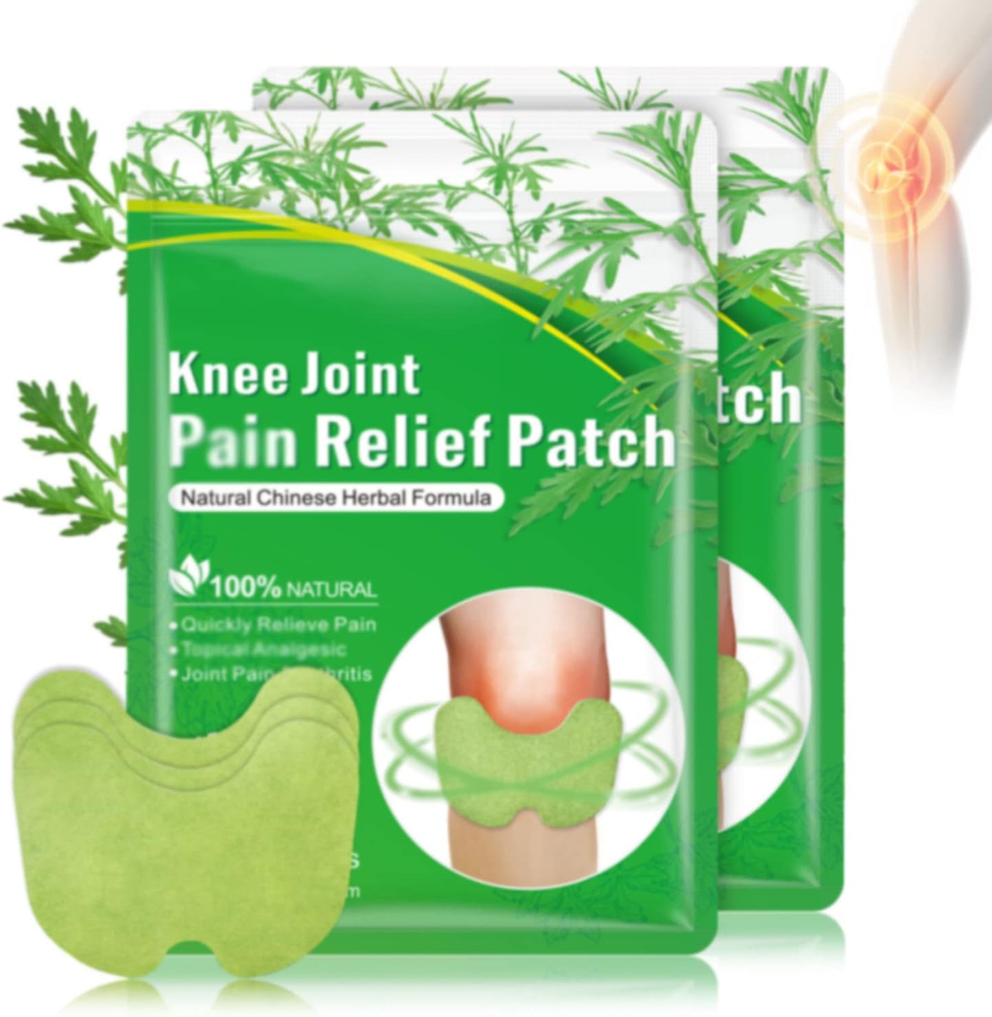 Knee Pain Relief Patch - Pain Relief Patch of Joint Pains for Knee, Back, Neck, Shoulder,Natural Wormwood Ingredient, Quick and Lasting Pain Relief (24pcs)