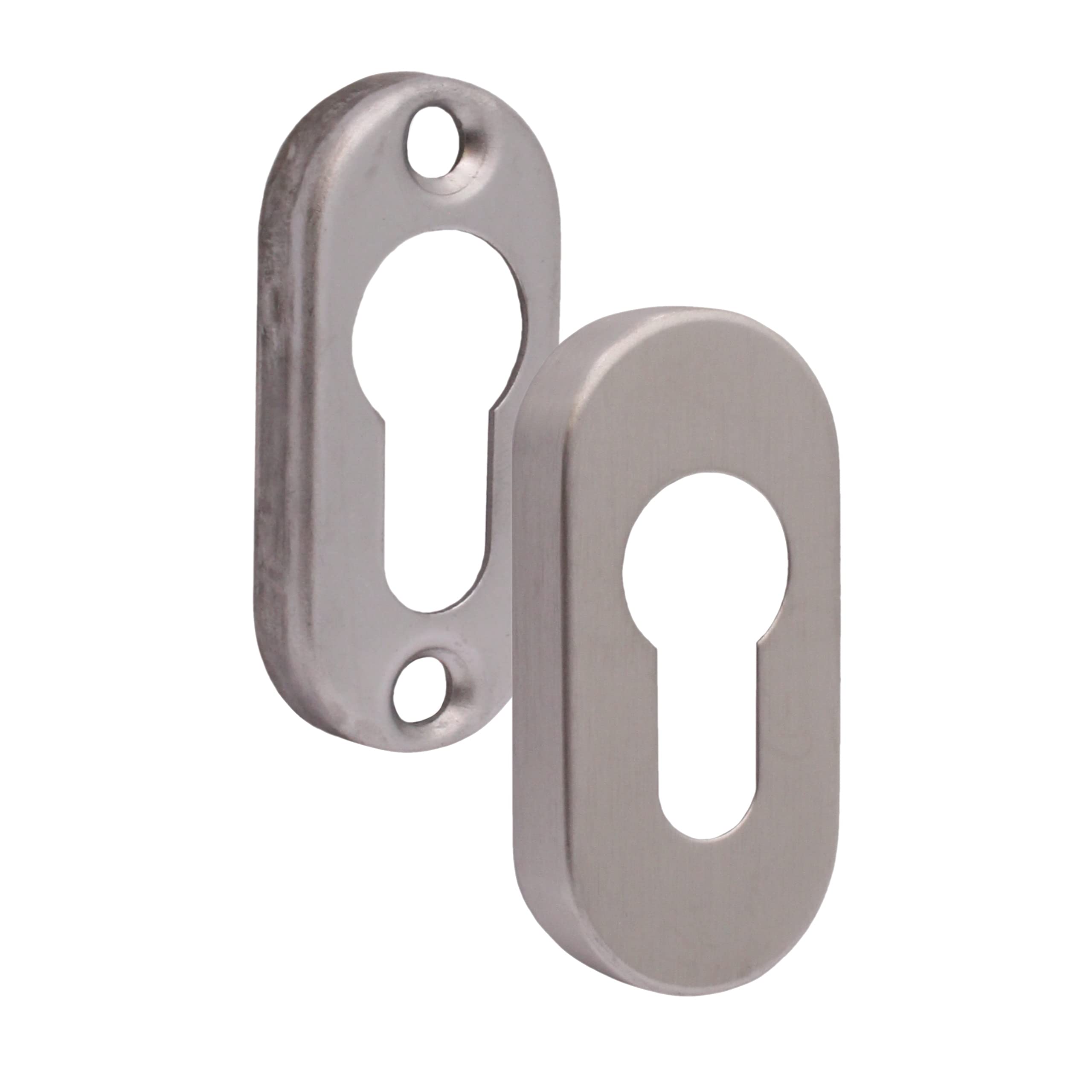 Upright Euro Escutcheon Oval Shaped Keyhole Cover - Satin Stainless Steel - Pack of 1 - Image 2