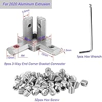 Vista 2 de 8Sets 3-Way End Corner Bracket Solid Connectors for 2020 Series 6mm Slot Aluminum Profile Accessories(Silver)
