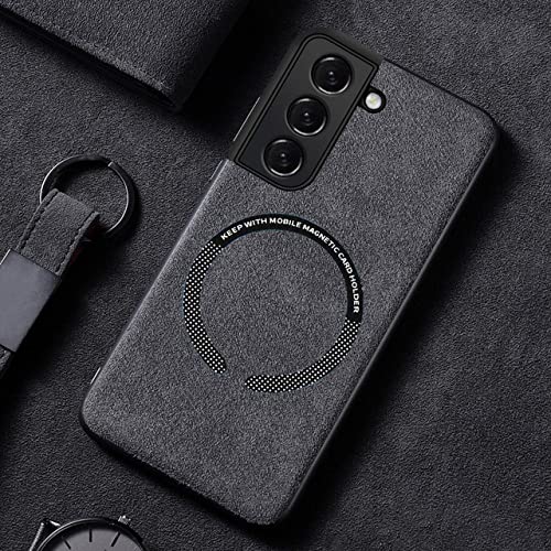 Étui daim Samsung S23 S22 Ultra coque cuir magnétique charge sans fil Note 20 noir