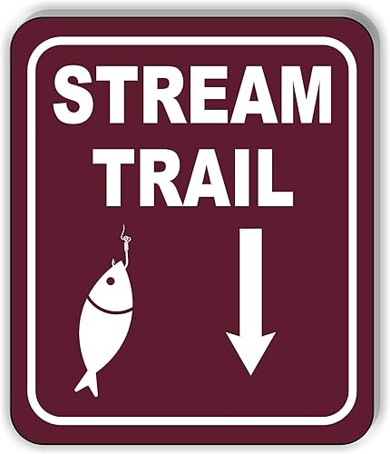 STREAM TRAIL DIRECTIONAL DOWNWARD ARROW CAMPING Aluminum Composite Outdoor Sign 8.5" x10"