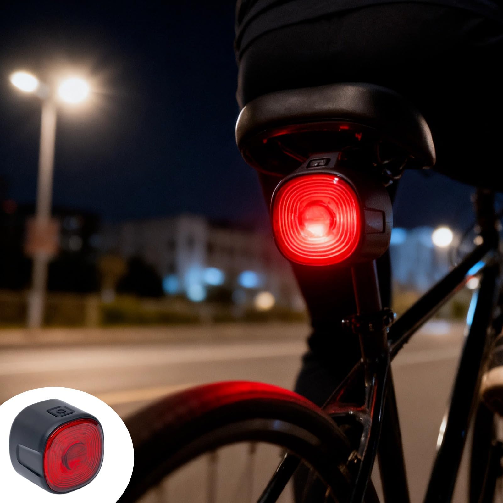 2 luci posteriori per bici con sensore intelligente del freno, grandangolo a 260°, luce posteriore ricaricabile USB C per bici, impermeabile IP66, 6 modalità