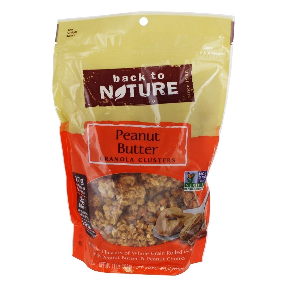 Back to NatureGranola Clusters Cereal - Non-GMO, Plant Based Snacks made with Whole Grain Rolled Oats - Peanut Butter Clusters, 11 Ounce