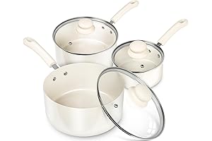 MICHELANGELO Ceramic Small Pot Set with Lids, Nonstick Saucepan Set