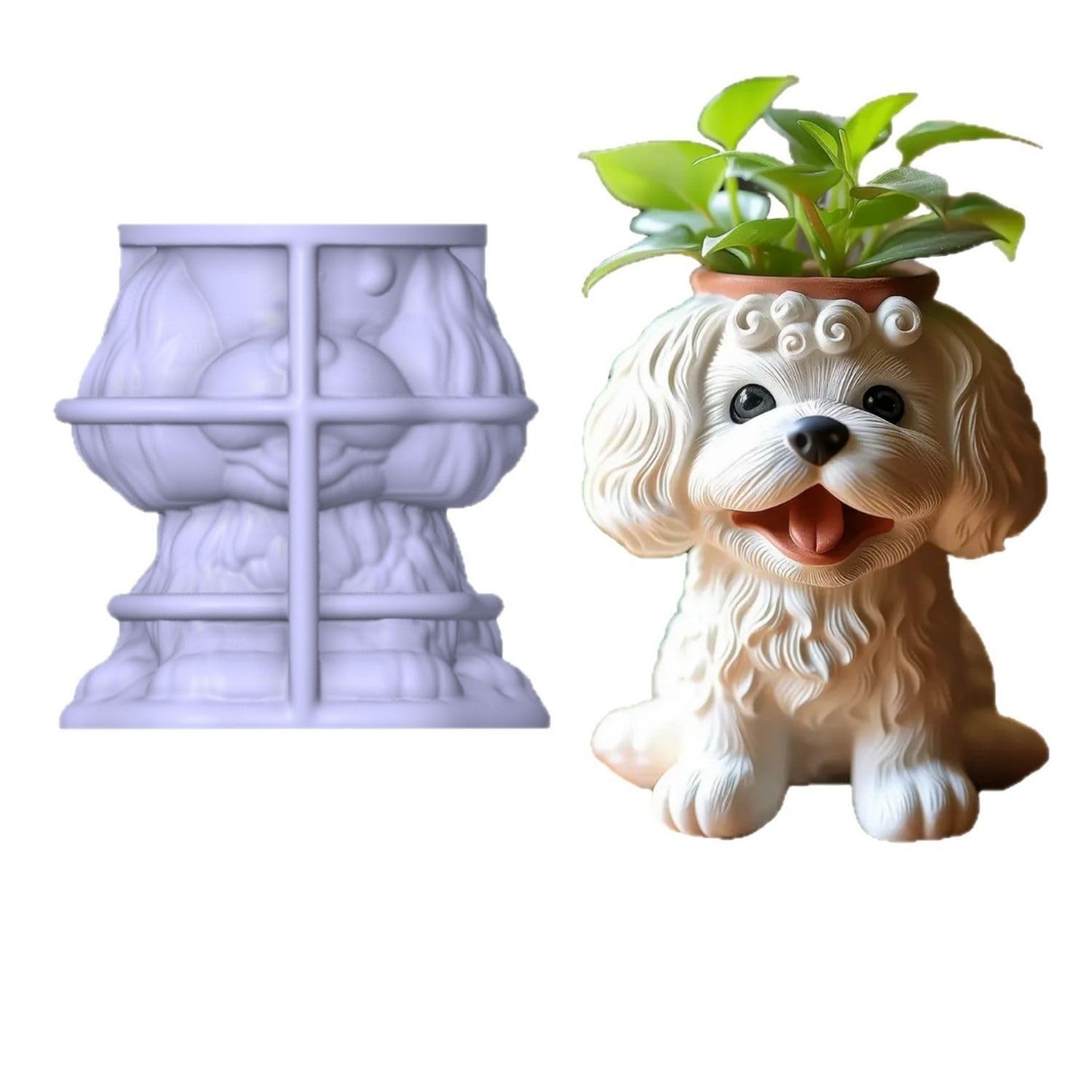 SNOOGG Silicone Mold Cute Puppy Dog Planter Pot Design for Eco Resin Crete Casting DIY Candle Holder Pen Stand Succulent Pot Home Decor Craft Mold-image-26