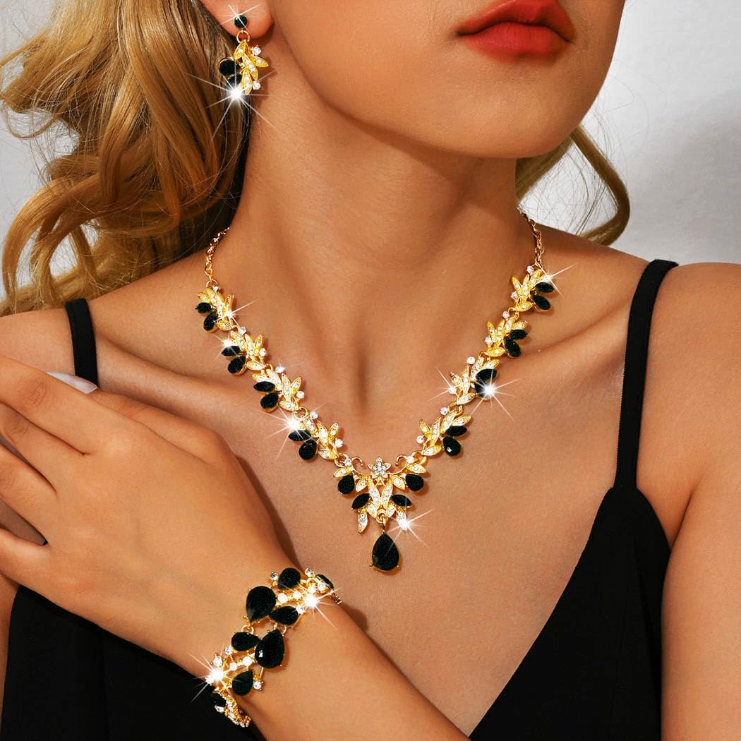 Sixexey Bridal Wedding Jewelry Set Crystal Neck Jewelry Rhinestone Wedding Prom Jewelry Accessories for Women