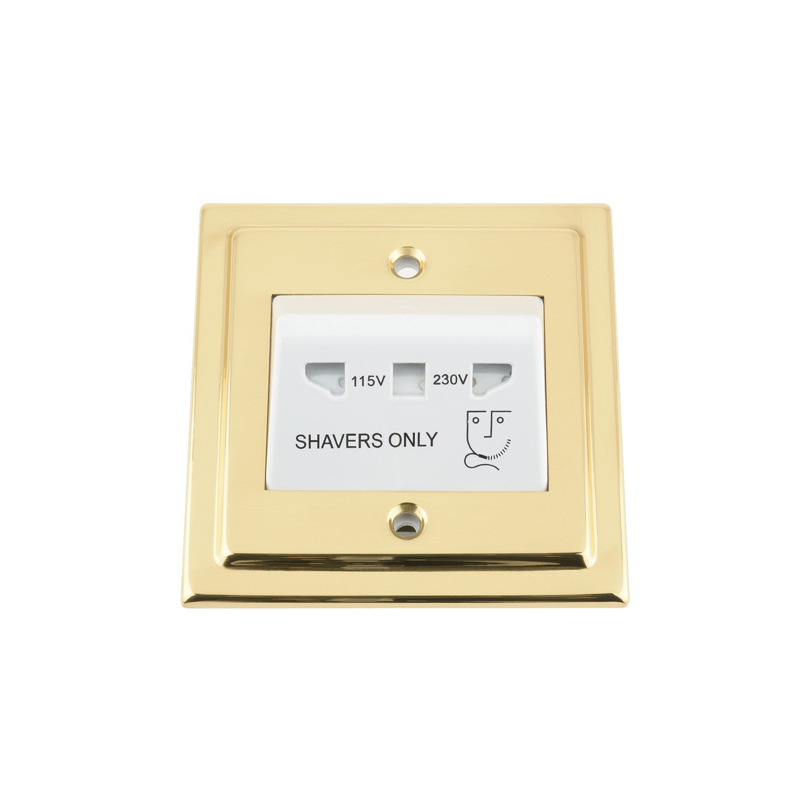 A5 Products White Shaver Socket Dual Voltage 115V/ 230V - Single Size - Polished Brass Victorian - Insert