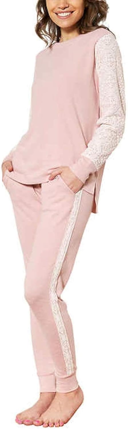 Flora Nikrooz Women's 2 Piece Long Sleeve Lounge Set with Lace, Long Sleeve Top & Jogger Pant - Image 2