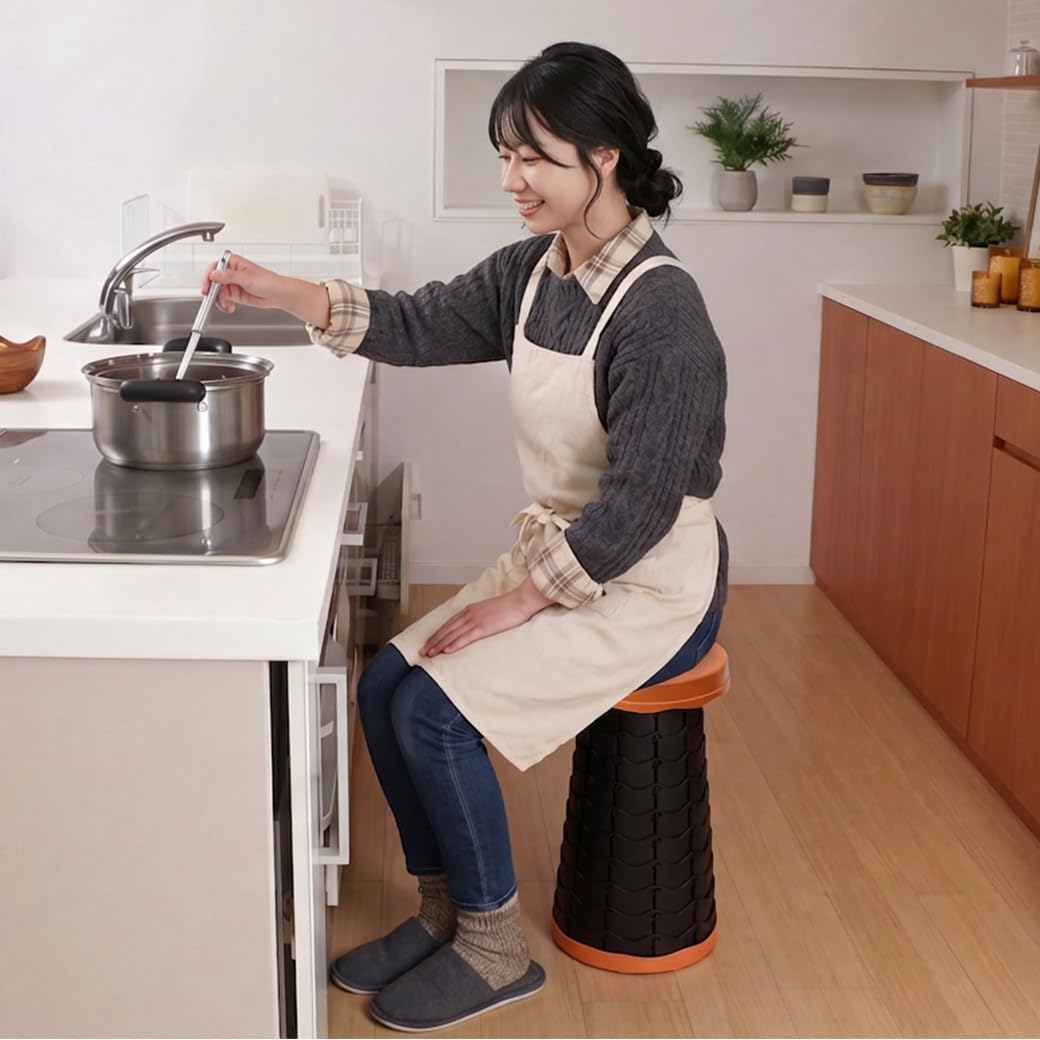 伸縮ベンチ折りたたみスツール高さ40㎝長さ1.5ｍ オレンジ ダイニング待合室用 Amazon.co.jp: 便利な伸縮式スツール オレンジ : ホーム＆キッチン