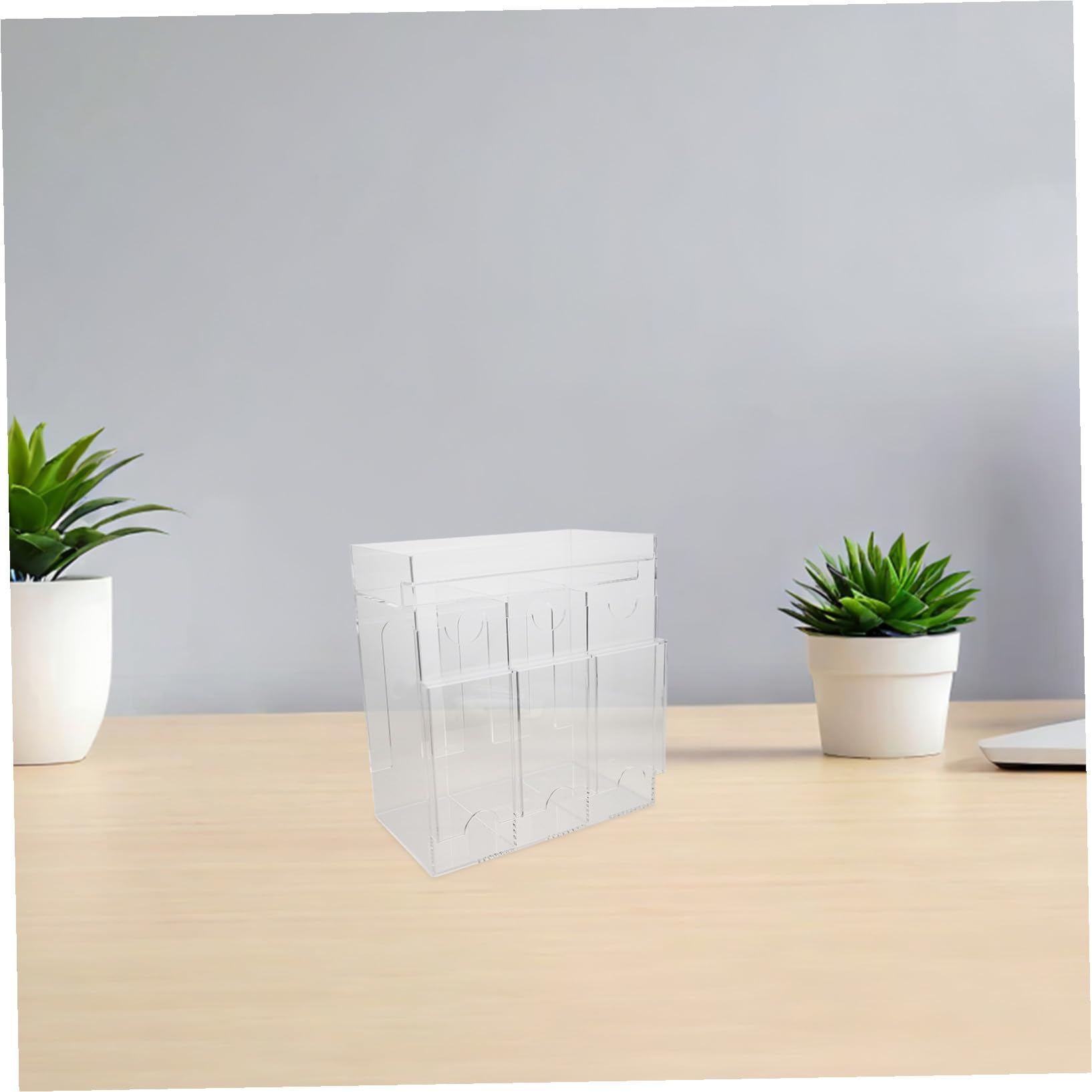 Hohopeti Caja de Almacenamiento de Tarjetas de Acrílico Compartimentos | Name Cards y Photocards, Base Estable, Organización por Secciones, Mantenimiento Sencillo