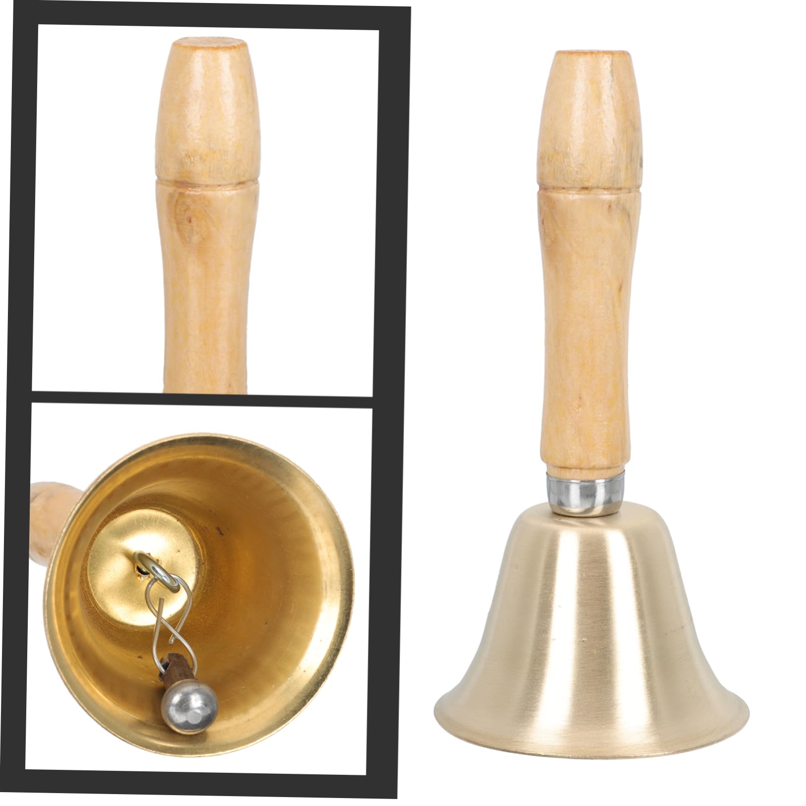 Operitacx 3 Pz Campana a Mano Campanello Del Maggiordomo Della Scuola Arredamento Campana Piccola Campana Decorativa Decorazioni Artigianali Natalizie Rame Campanelli Eolici Di Legno