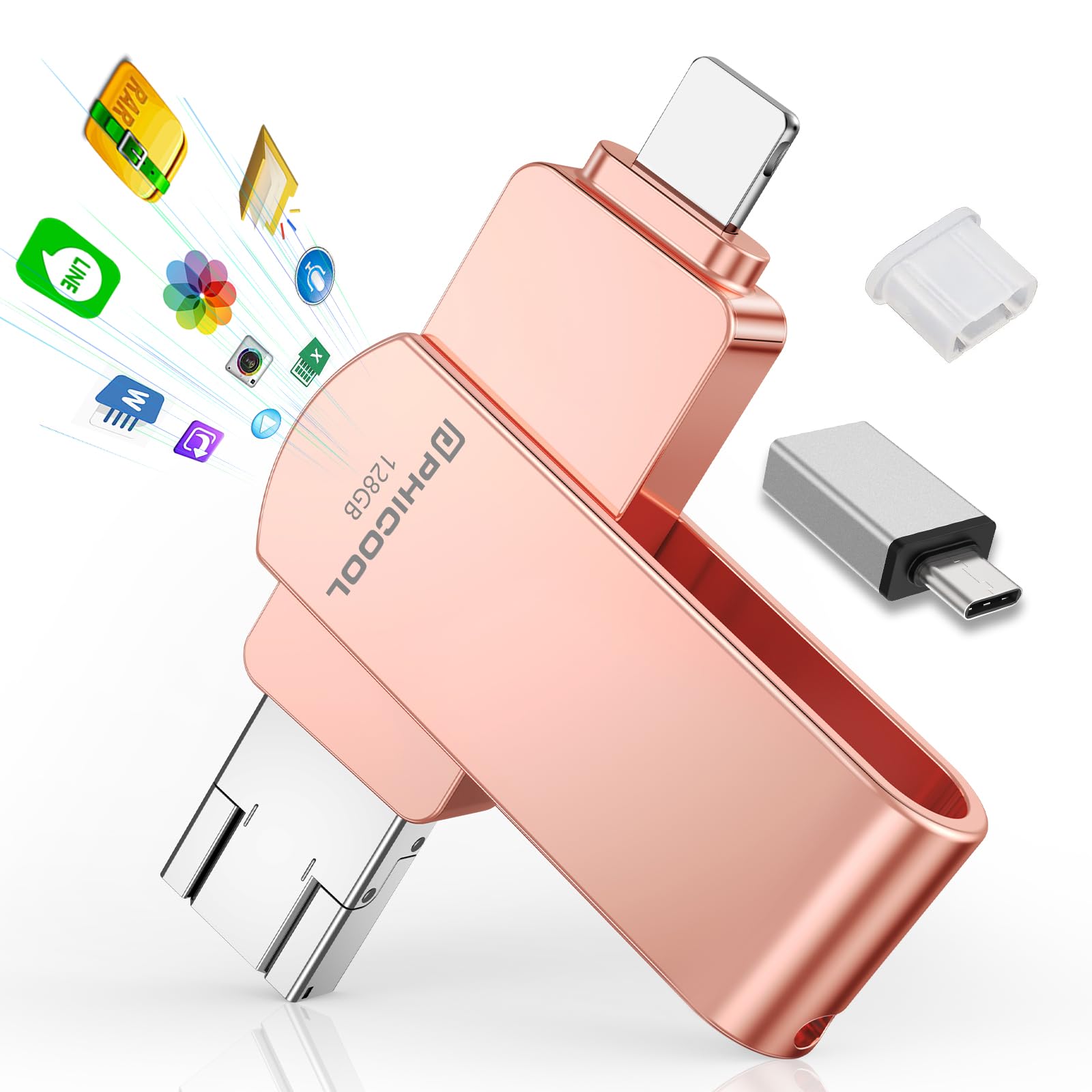 Amazon.co.jp: 128GB USBメモリ [アプリ不要 アルバム直接保存！]4in1 