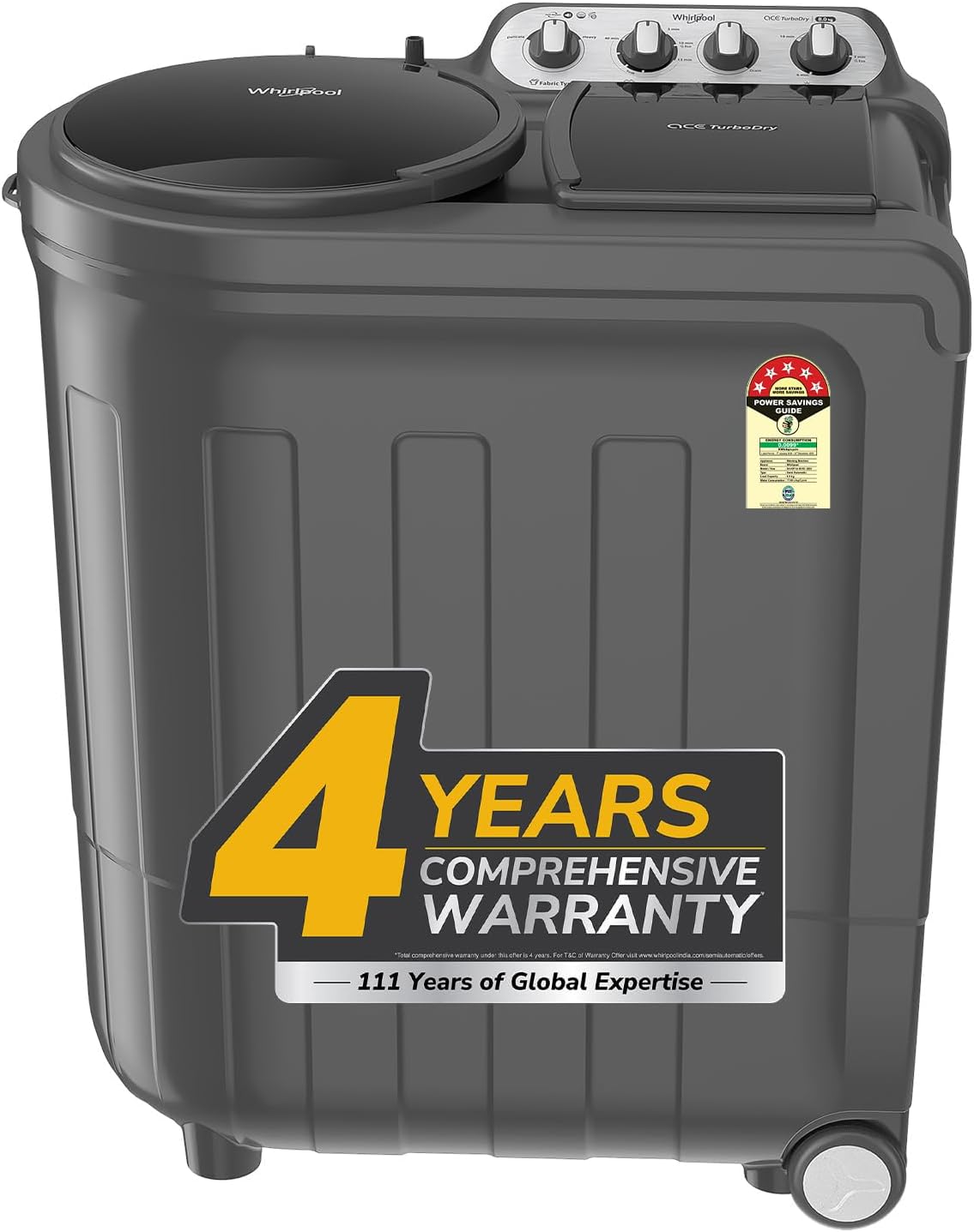 Whirlpool 8 Kg 5 Star Semi-Automatic Top Loading Washing Machine (ACE 8.0 TRB DRY GREY DAZZLE (10 YR)-NH)