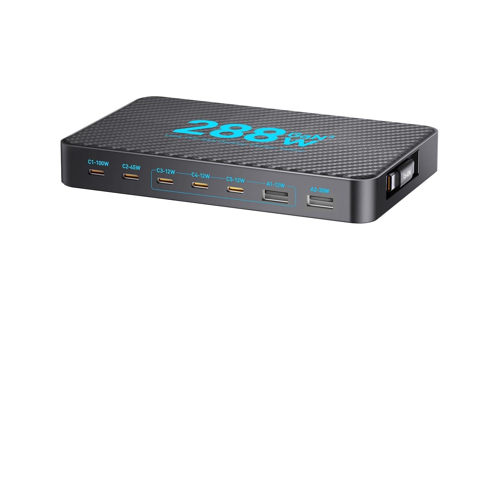 Domary Chargeur de Bureau GaN 288 W, Station de Charge Rapide à 8 Ports