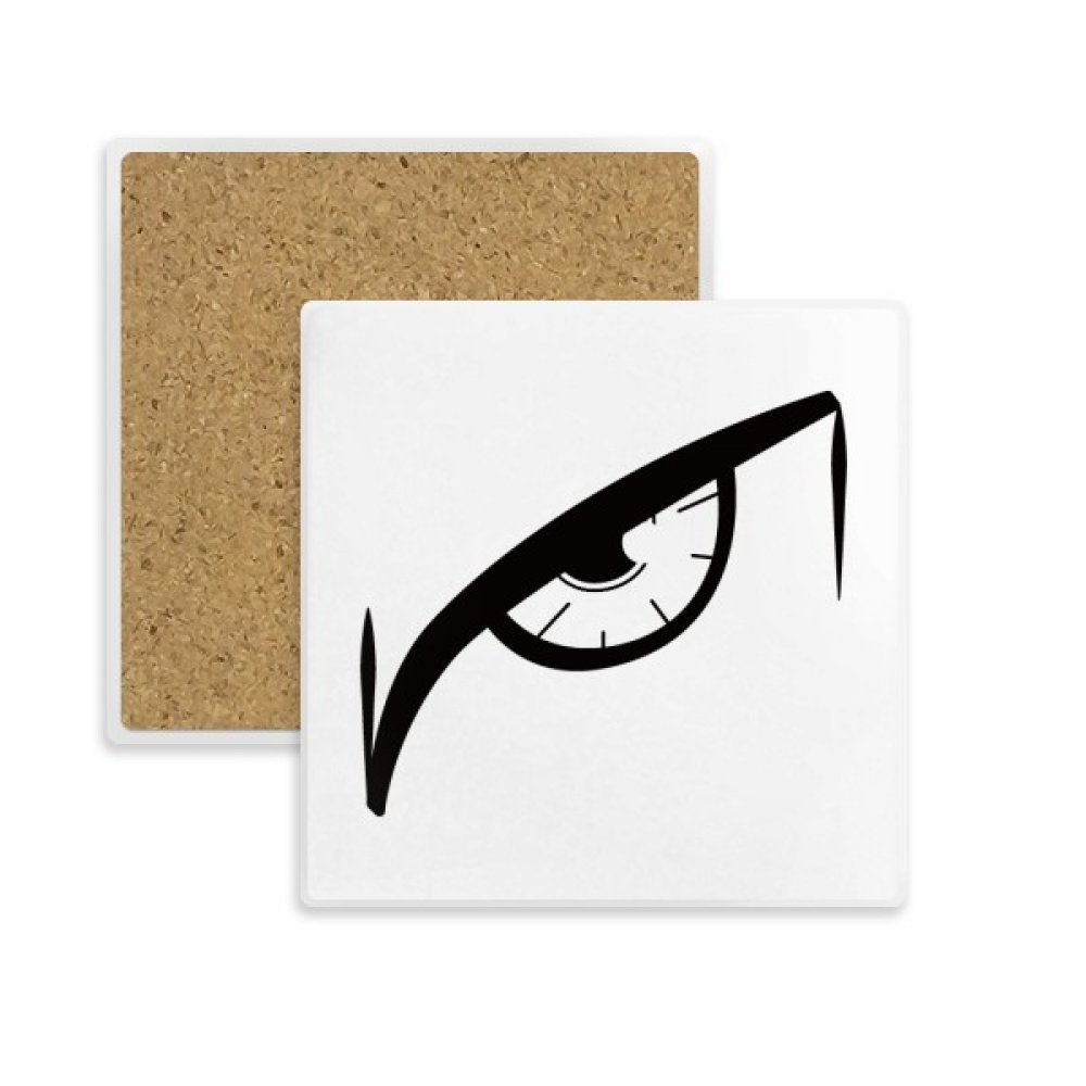 Dessous de verre carré Black Vector Eye en pierre, le cadeau idéal pour amateurs de thé