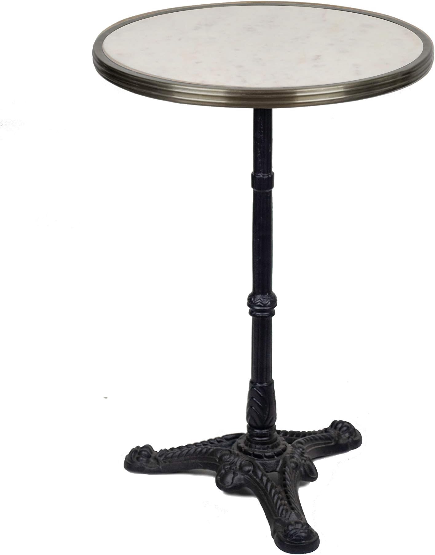 White Italian Carrara Marble French Bistro Table, 20", by Bonnecaze