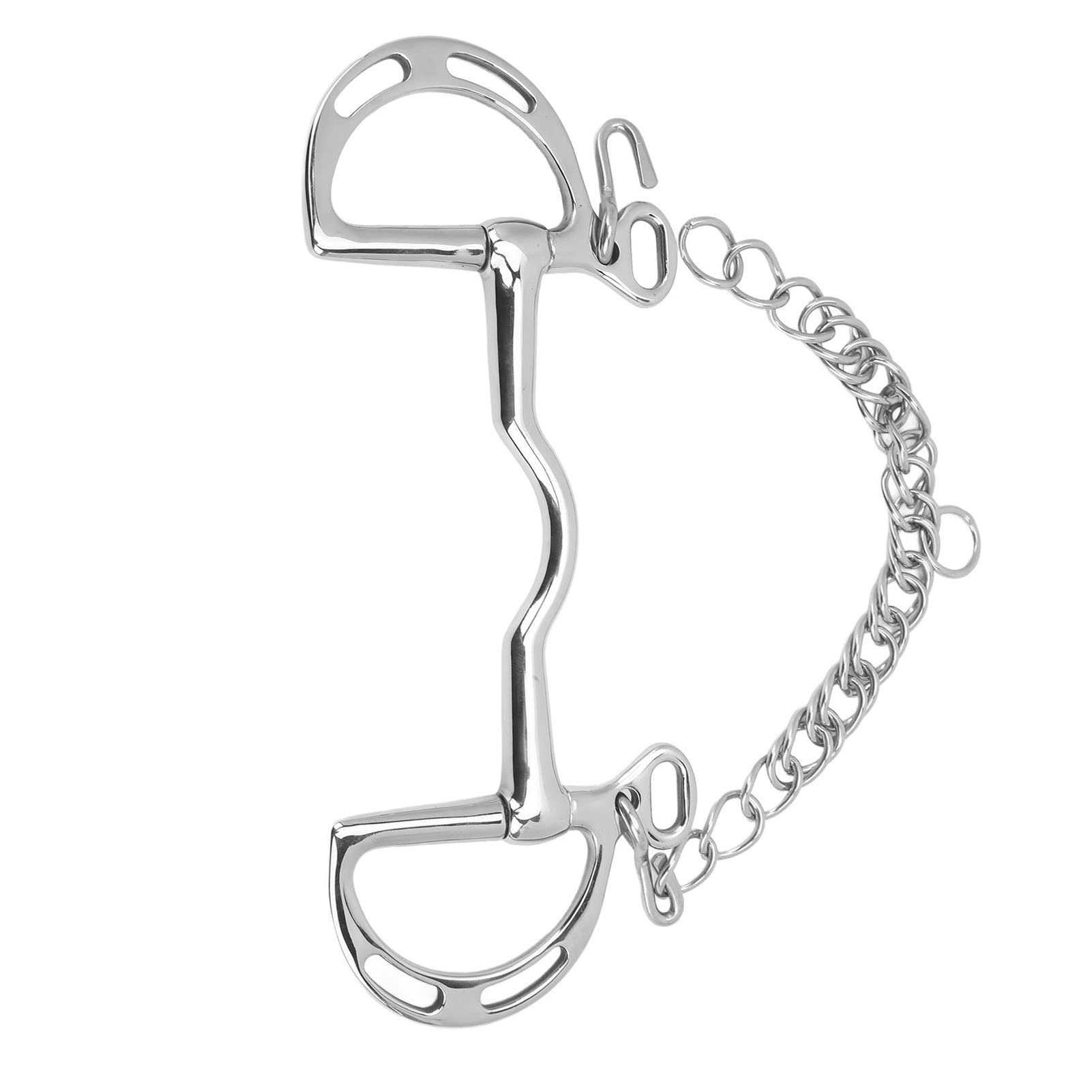 Broca de filete de caballo con anillo en D de acero inoxidable con cadena Broca de boca de caballo de 135 mm Equipo de entrenamiento de caballos duradero antimordeduras par