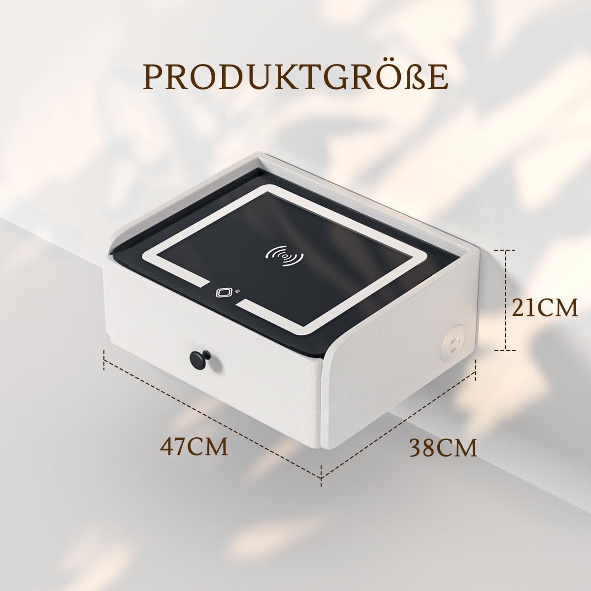 Comodino Sospeso Comodino con Stazione di Ricarica 2 porte USB e TYPE-C Ricarica Wireless Luci LED Camera da Letto Opzioni Per i Giovani Bianco