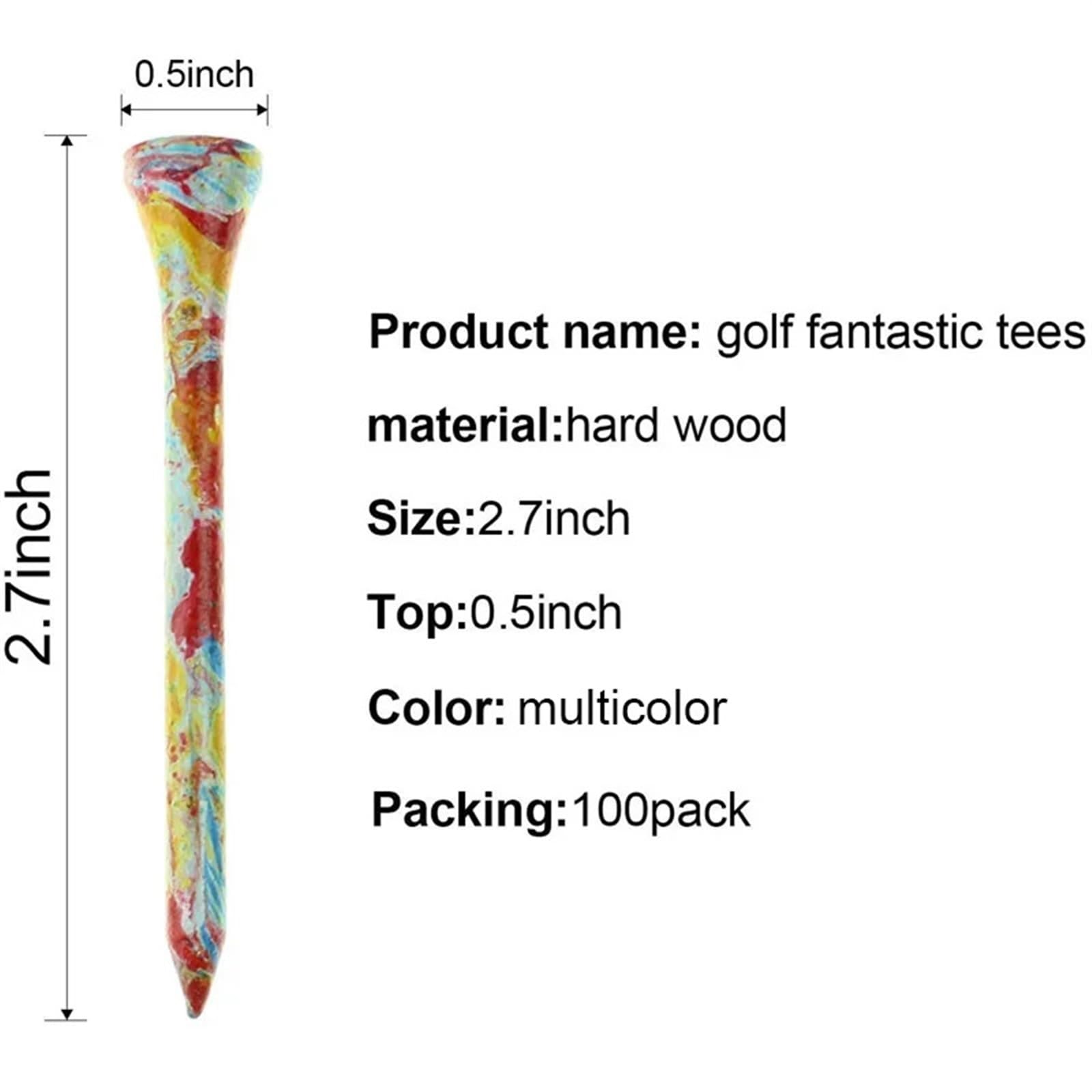 Golf Tee 100 stücke 70mm 2,75 "Holz Golf Tees Golf Holz Tees Bunte Golf Holz Tees FüR Einen Idealen Abschlag