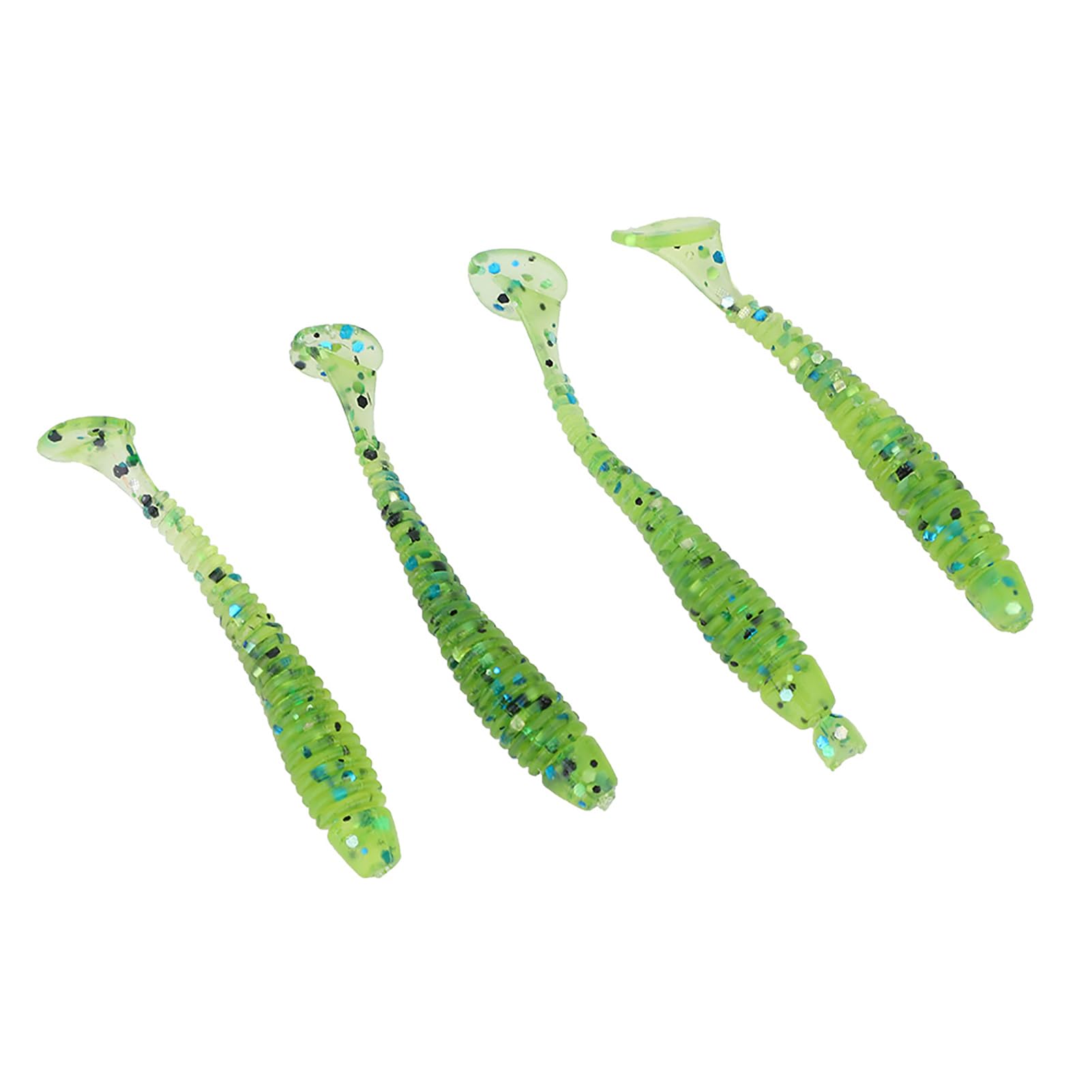 50PCS 5cm Señuelos de Pesca de plástico Blando Cebos de Larva de Cola en T Accesorios para Aparejos de Pesca para Pesca en Agua Dulce y Salada Acción de natación