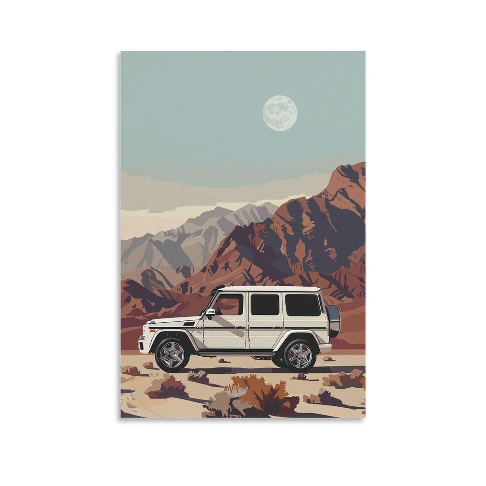 DHBANEIOK Desert SUV Adventure Poster Artwork Giclee Canvas Prints Modern Canvas Wall Art Picture Wall Hanging for Dining Room Kitchen Home Office Decor 12x18inch(30x45cm)