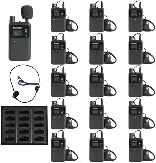 AGJ Wireless Tour Guide System, Tour Guide Microphone and Speaker, Tour Guide Headsets 1 Transmitter 15 Receivers 1 Charger Court Church Translation System for Factory School