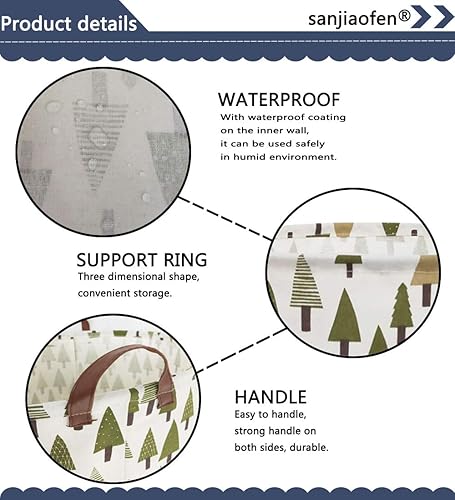 Miniatura 7 de Sanjiaofen - Canasta de almacenamiento plegable de tela de lona para la ropa sucia para el hogar, la oficina, organizador de juguetes, decoración