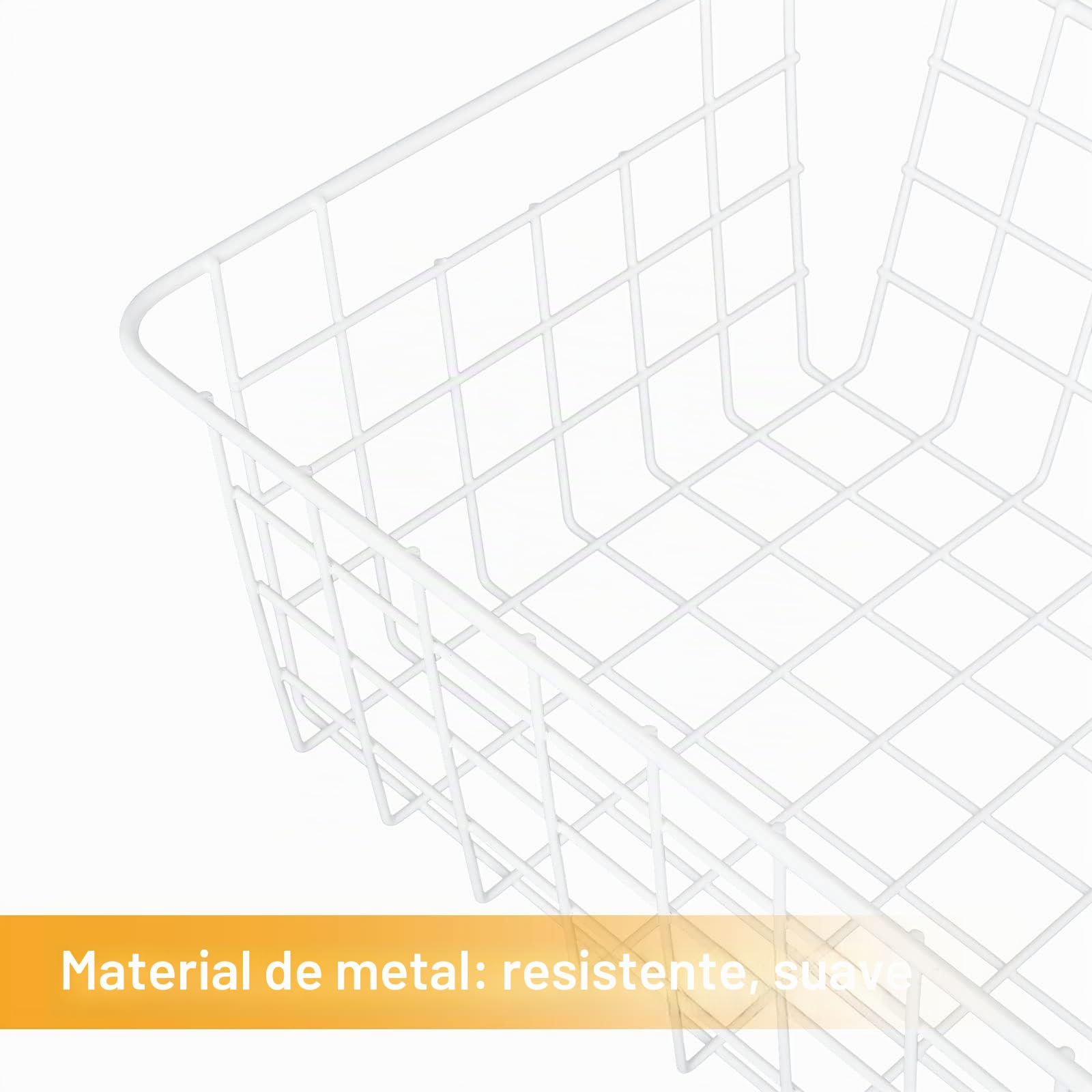 MIVIDE 4 cestas de almacenamiento de alambre de metal blanco, cestas de congelador para congeladores, cesta pequeña de alambre para congelador, cocina, despensa, armarios, baño (28 x 22 x 12 cm)
