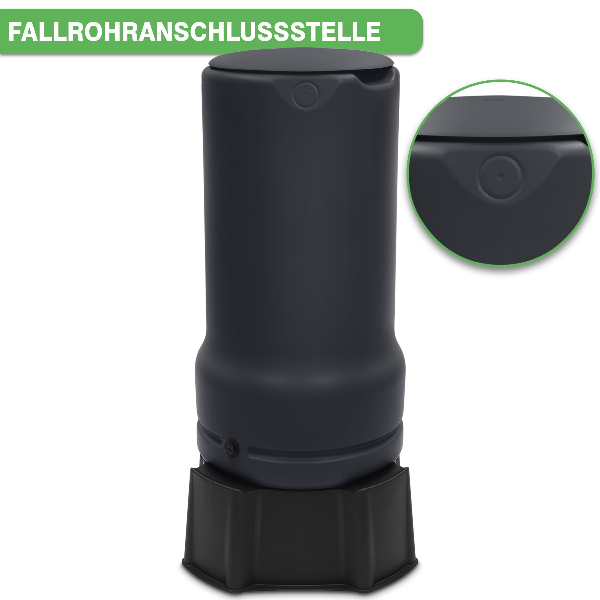 YourCasa Tanque de Lluvia RainBell 200L Con Pie, Tapa y Grifo - Barril de Plástico a Prueba de Heladas - Depósito de Agua Para Jardín, Colector