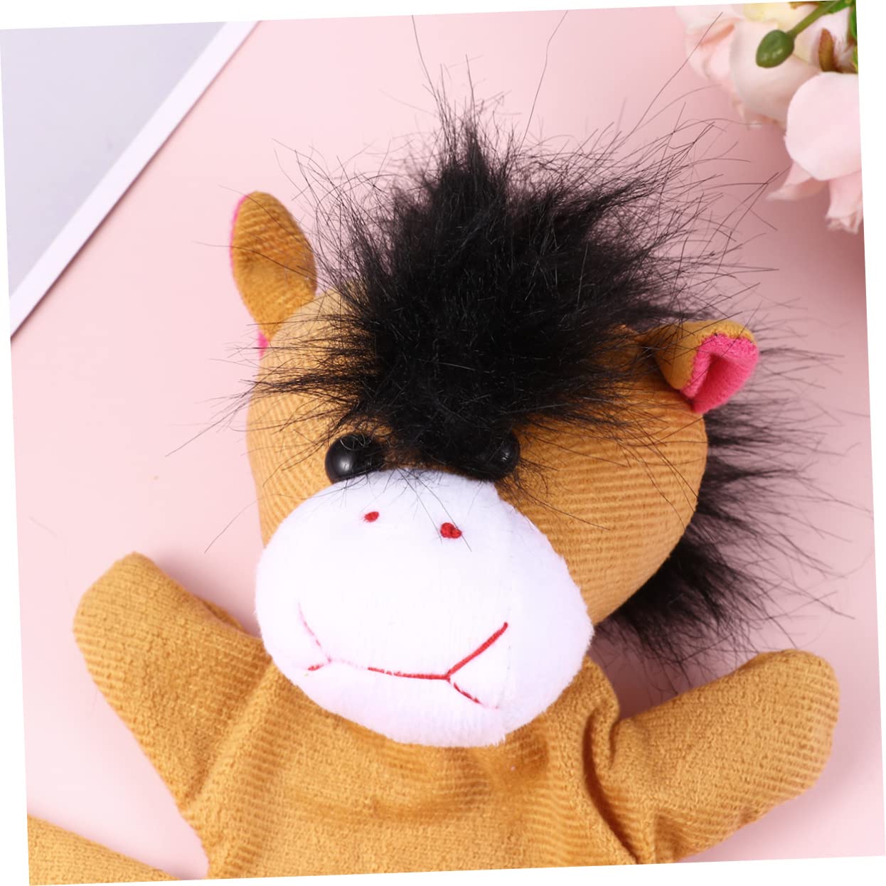 BESTonZON 1pièce à Main Peluche Animal Cheval Jouet Interactif Forme De à Doigts Accessoire pour Et Renforcer Liens Parent