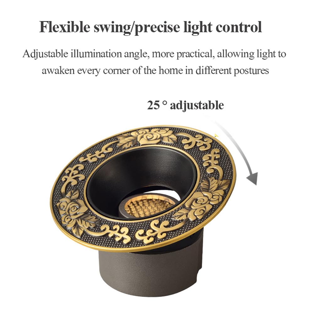 Paquete de 3 Luces empotrables LED, ángulo Ajustable, Totalmente de Cobre, Foco empotrable Vintage de 6 W/10 W para el hogar, luz de Techo LED sin deslumbramiento con Estructura de Panal