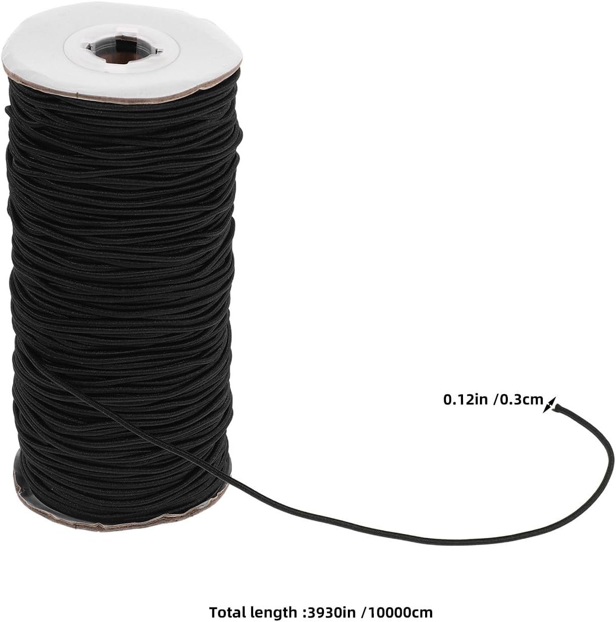 Elastic Thread Cord for Beads, 100 Yard 3mm Black Round Bracelet String