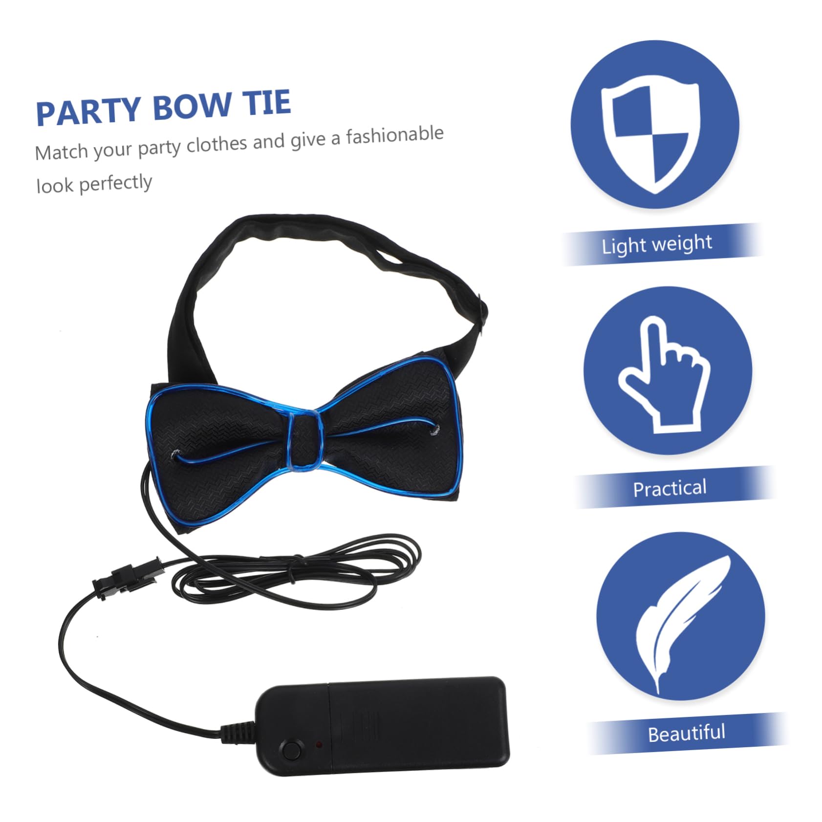 LIFKOME Led Mens Ties Party Bow Tie Flashing Party Tie Decoration Glowing Bow Tie Collar Dark Blue