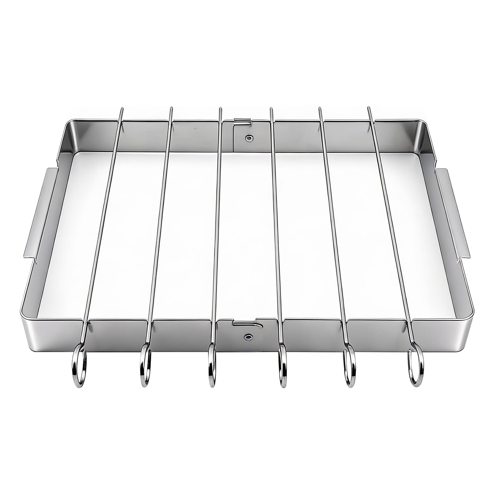Support à brochettes pliable avec 6 brochettes métalliques pour kebabs, ensemble barbecue en acier inoxydable pour camping extérieur, support de cuisson portable, 36,1 x 24,4 cm