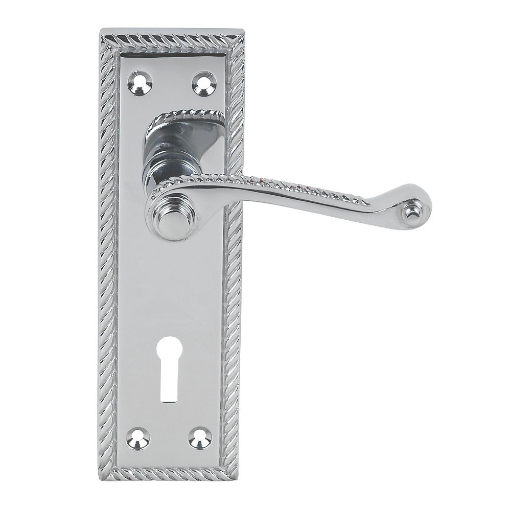 EUROART Georgian Lock Door Handle in Polished Chrome Finish & Dimensions 145mm x 50mm Perfect for Both Contemporary and Traditional interiors.