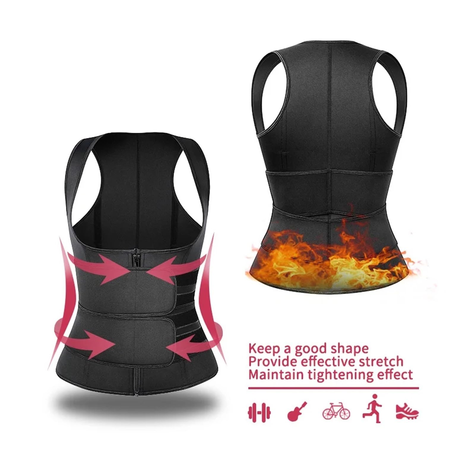 TXLEAPEY Fajas Reductoras Mujer Corsé Moldeador de Cintura for Mujer, Traje de Sauna, Chaleco Adelgazante, corsé de compresión for pérdida de Peso, Faja Moldeadora de Abdomen.(Black,S TXLEAPEY Fajas Reductoras Mujer Corsé Moldeador de Cintura for Mujer, Traje de Sauna, Chaleco Adelgazante, corsé de compresión for pérdida de Peso, Faja Moldeadora de Abdomen.(Black,S
