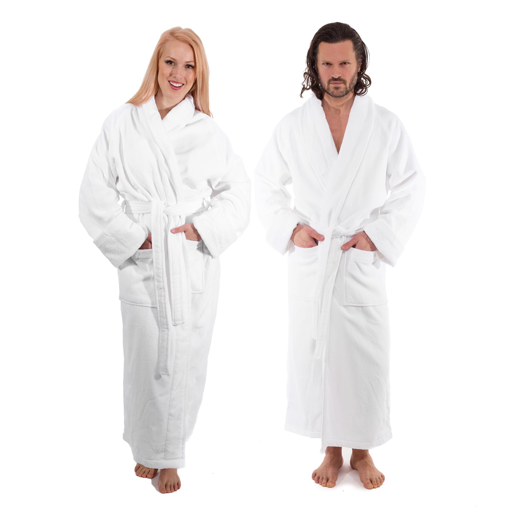Unisex Luxury Plush Velour Premium Cotton Bathrobe - Ultra Soft And Absorbent Long Robe