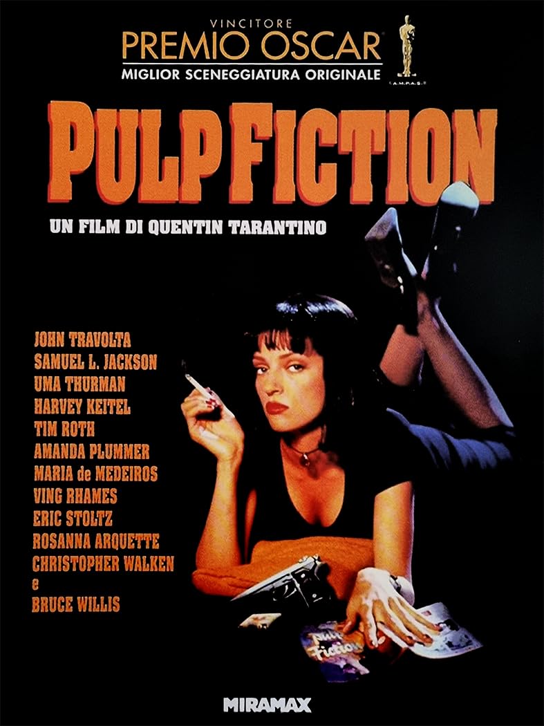 KUSTOM ART Quentin Tarantino Pulp Fiction Film Series Poster with John Travolta and Uma Thurman Print on Cardboard 40 x 30 cm Without Frame