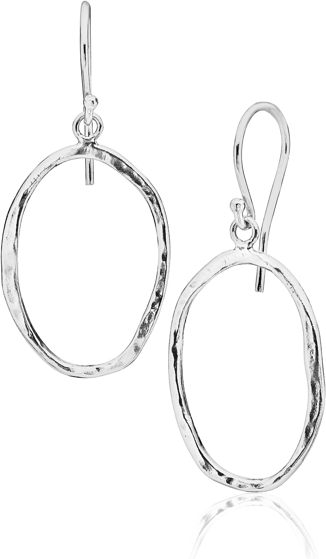 925 Sterling Silver Dangle Earrings for Women - Hoop Open Circle Vintage Design - Hypoallergenic, Lead & Nickel Free - Artisan Handcrafted Statement Earrings