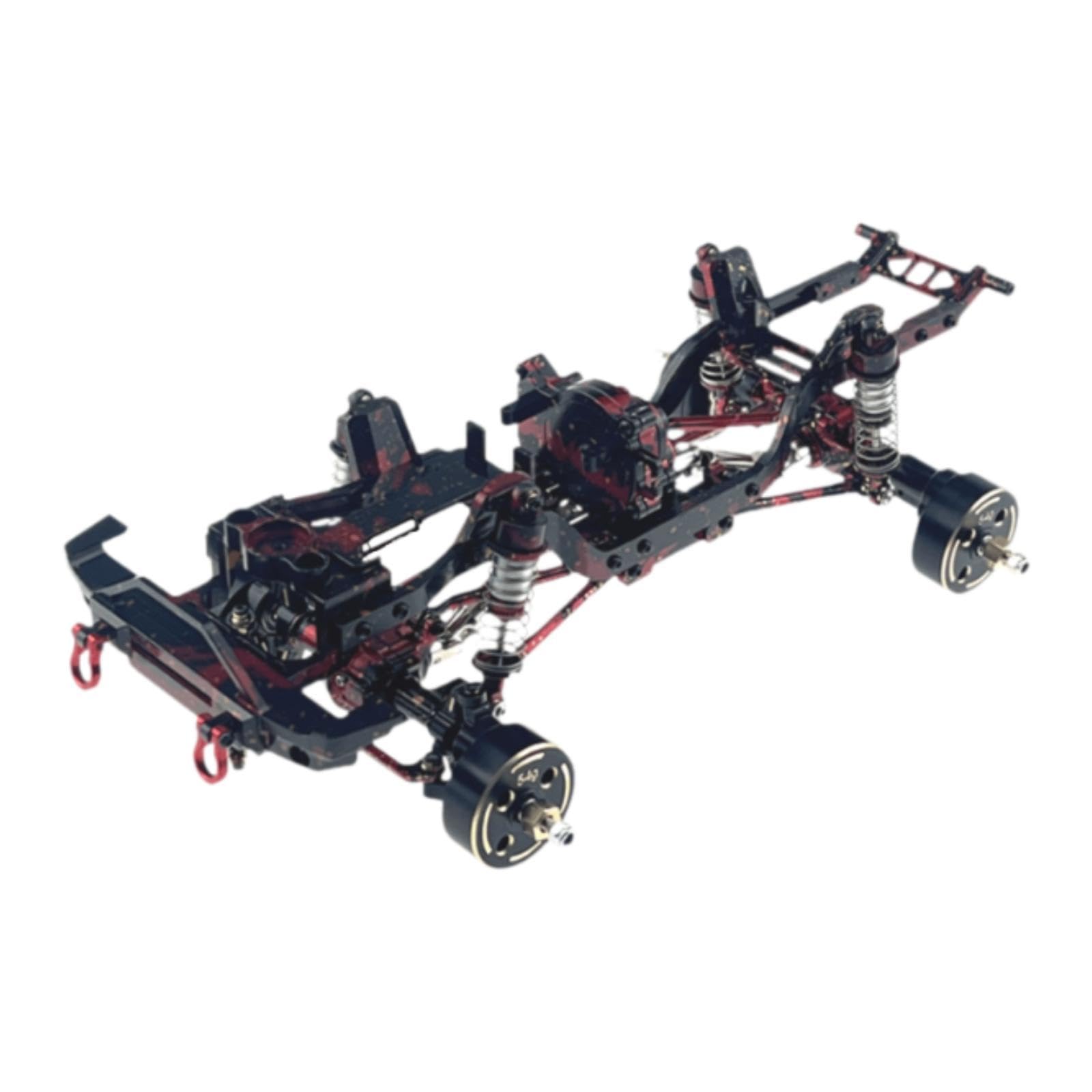 Chasis Metálico para Coche RC 1 18 Bastidor Marco Estructura Mecanizado de Alta Precisión con Layout Modular para Fácil Desmontaje Compatible con, Negro Rojo